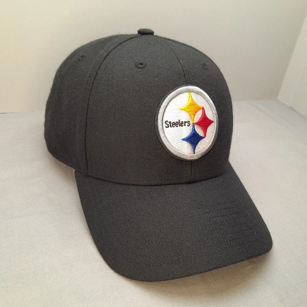 '47 Pittsburgh Steelers NFL Black Strapback Hat Curved Brim Logo Cap OSFM